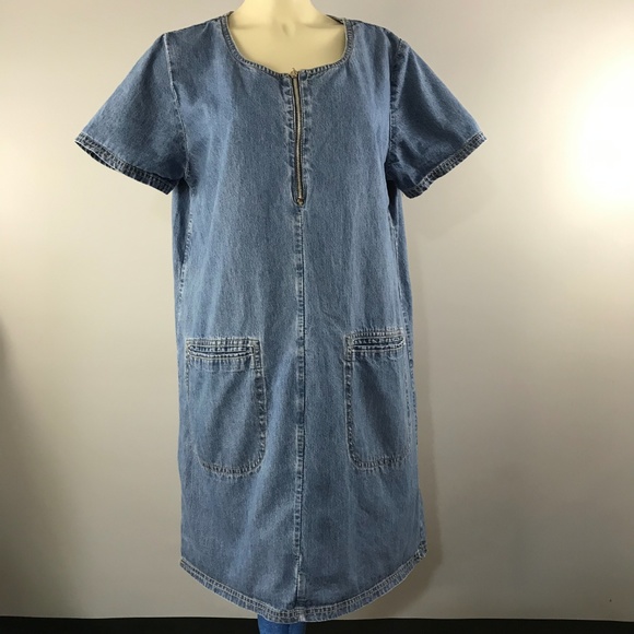 Studio 25 jeans denim dress zipper 2 front pockets - Picture 1 of 8